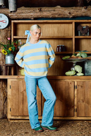 The Cashmere Pullover - Bluebird Stripe