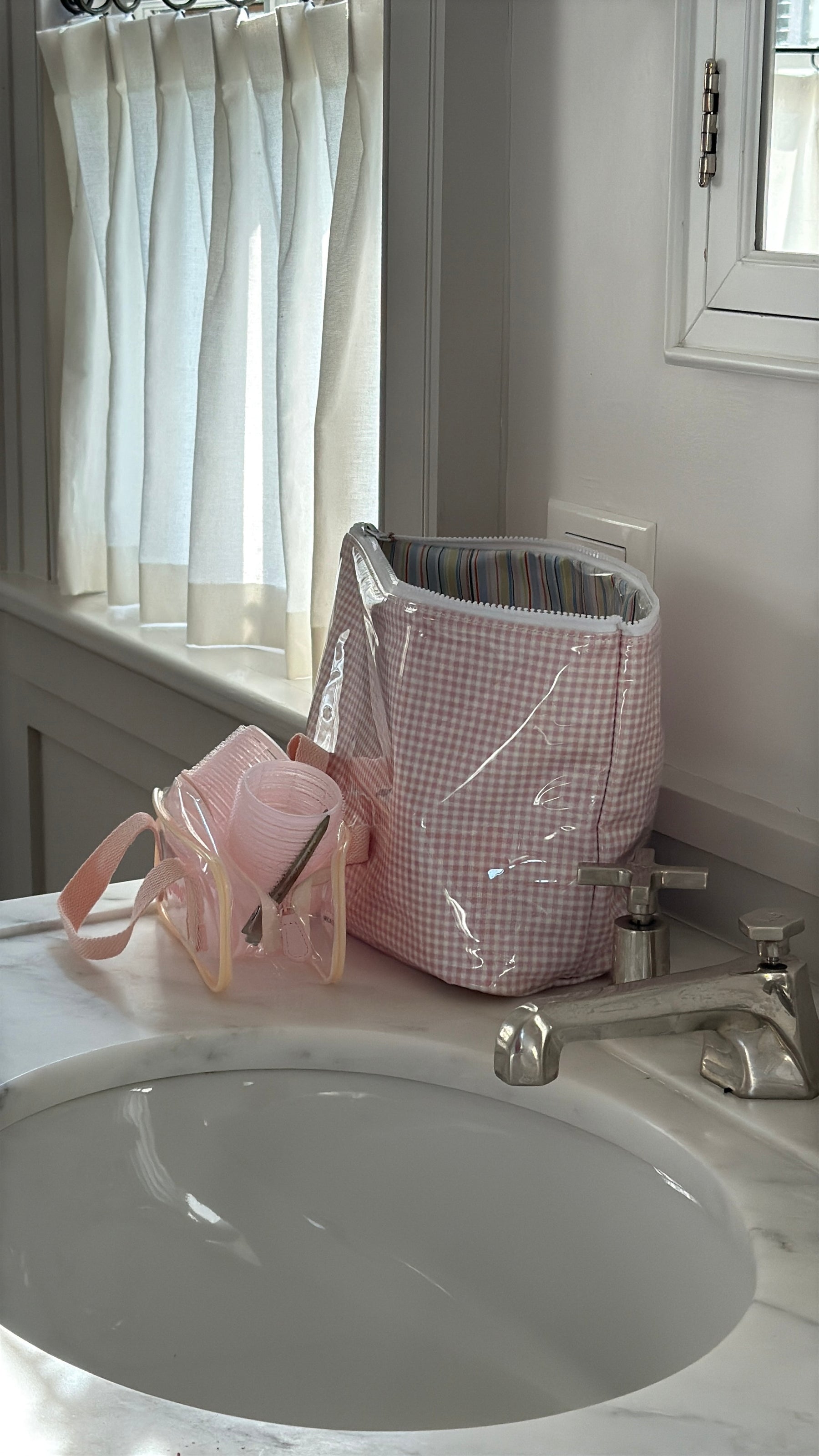 Farm Friends Makeup Bag - Pink Gingham