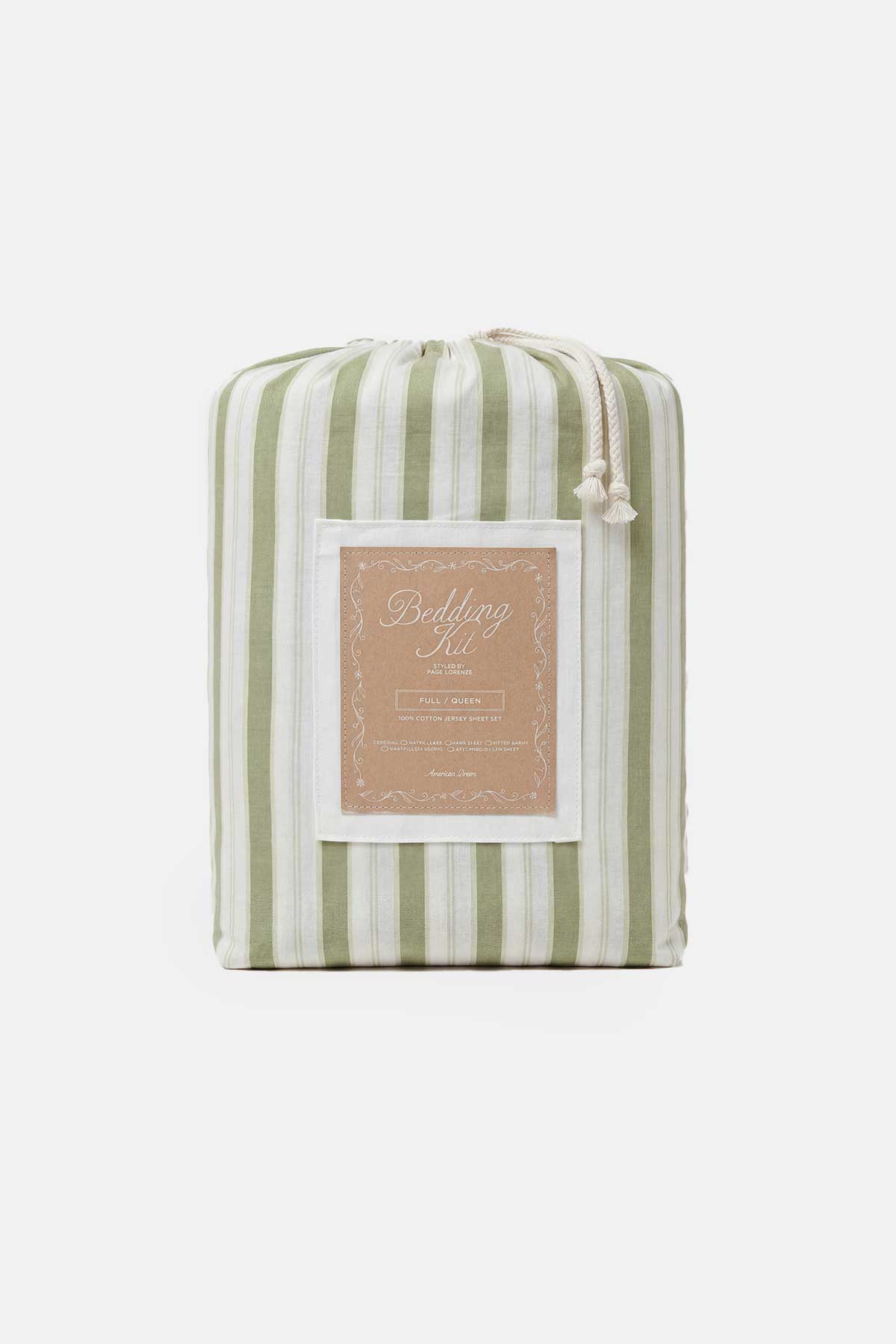 Farm Friends Bedding Kit - Green Pinstripe