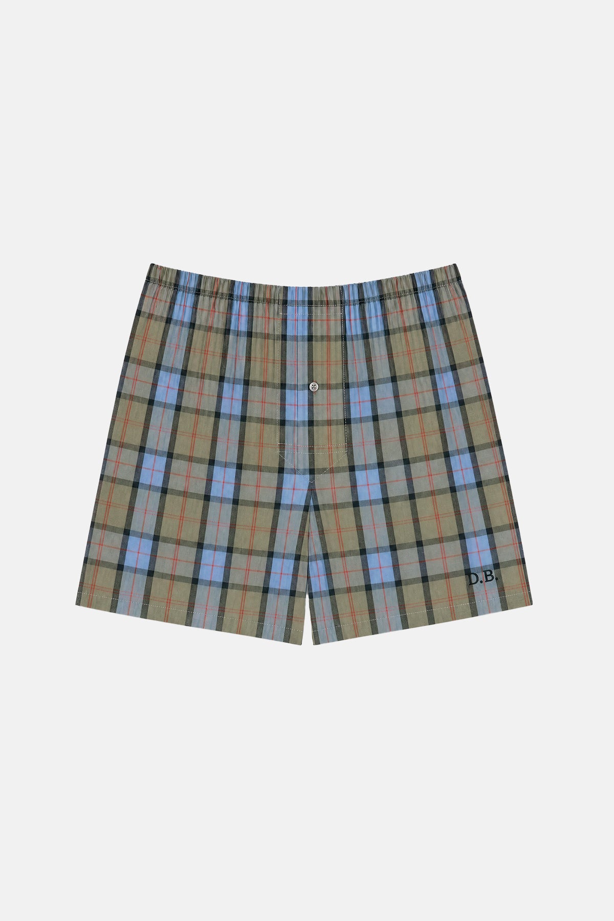 Plaid shorts on a light gray background