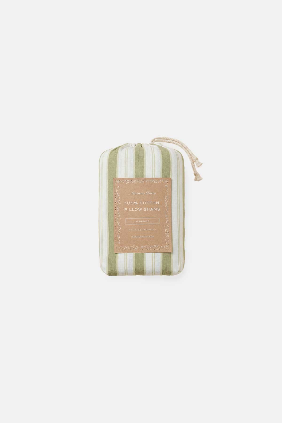 Farm Friends Sham Set - Green Pinstripe