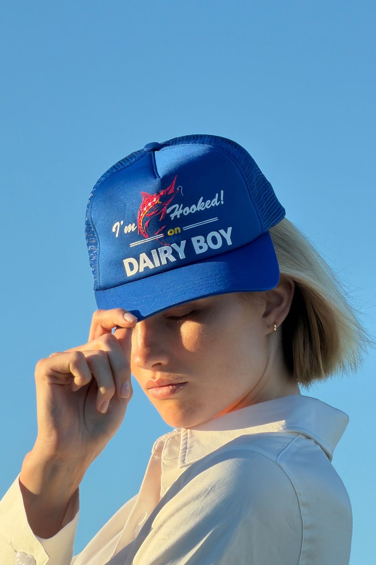 I'm Hooked Trucker Hat - Electric Blueberry