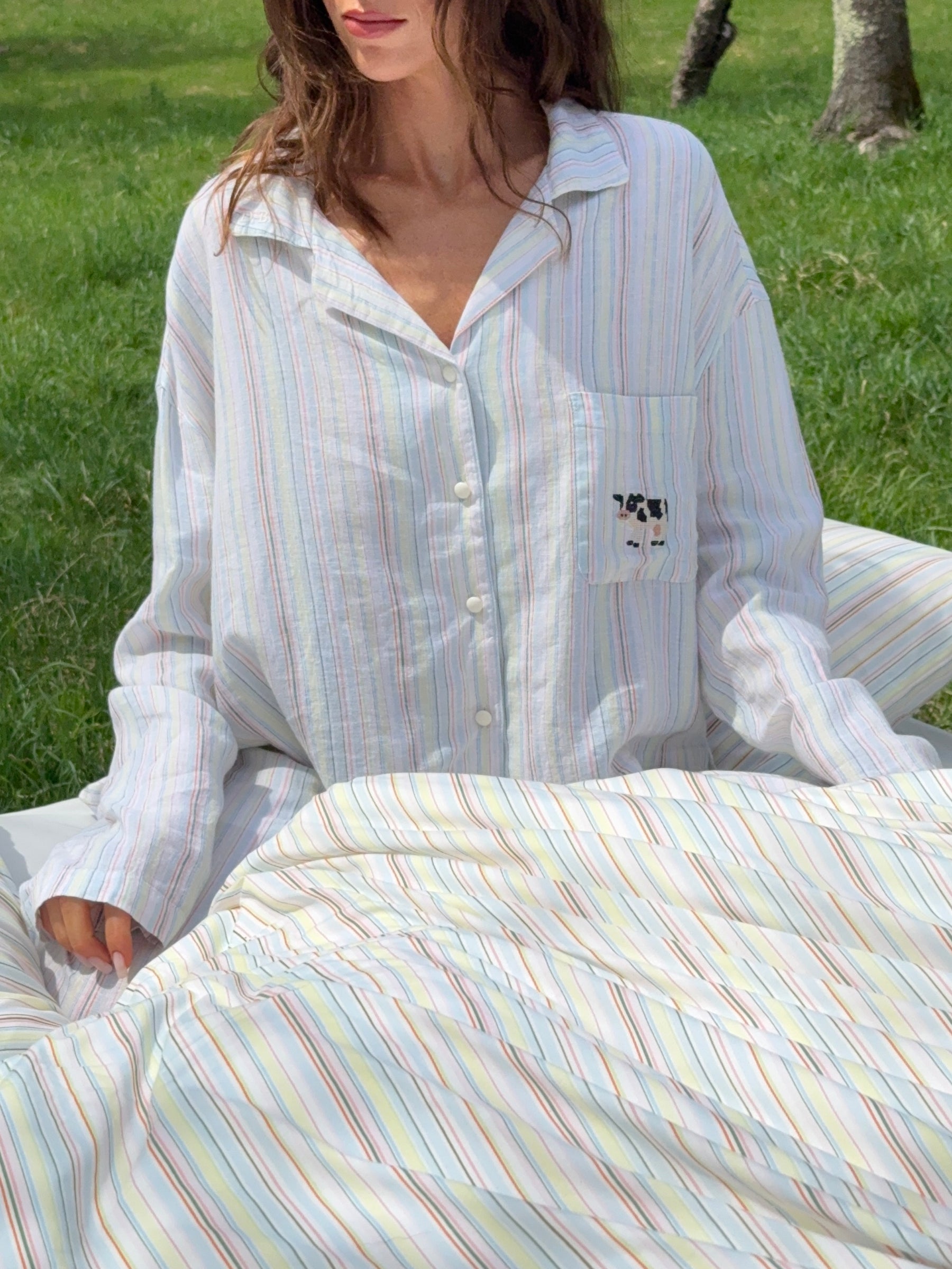 Farm Friends Sleep Set - Cow in Ribbon Stripe