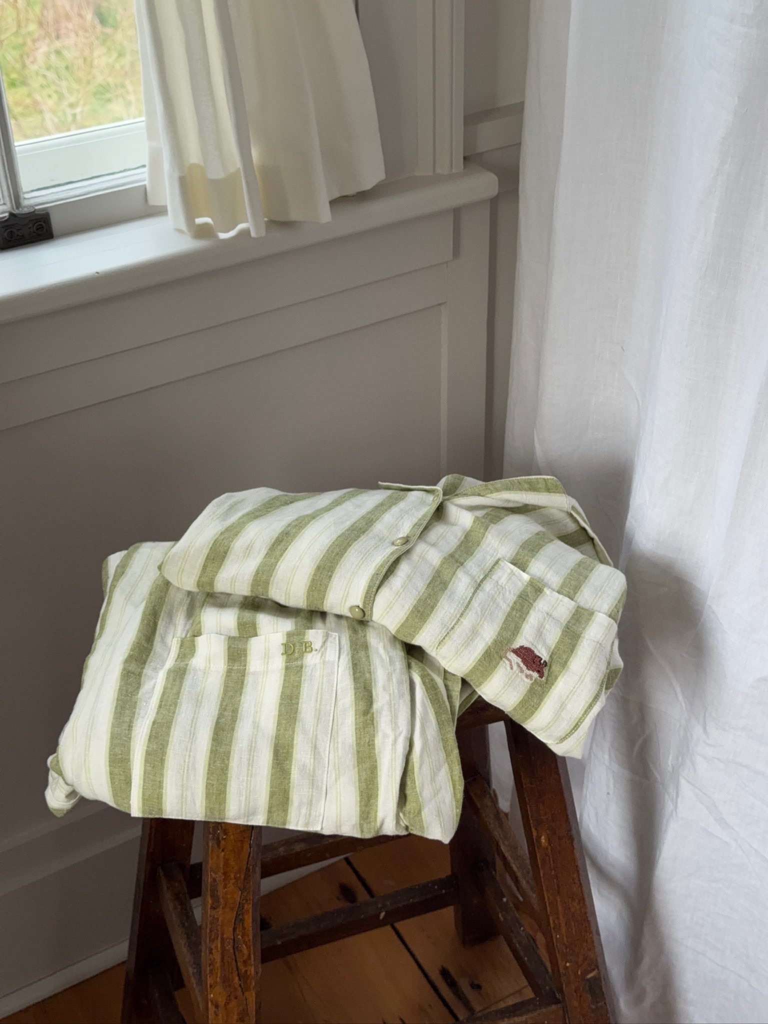 Farm Friends Sleep Set - Barn Mouse in Green Pinstripe