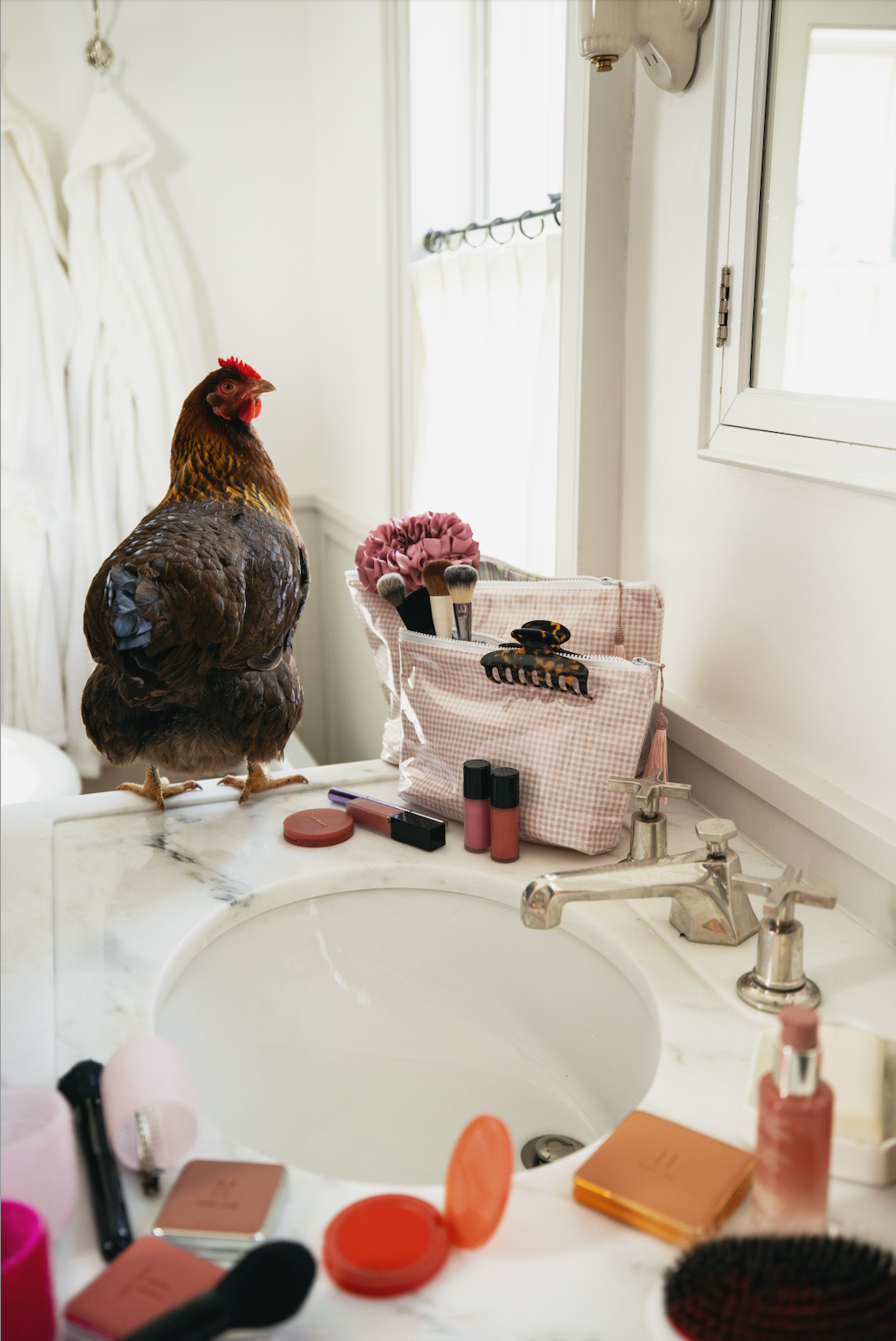 Farm Friends Makeup Bag - Pink Gingham
