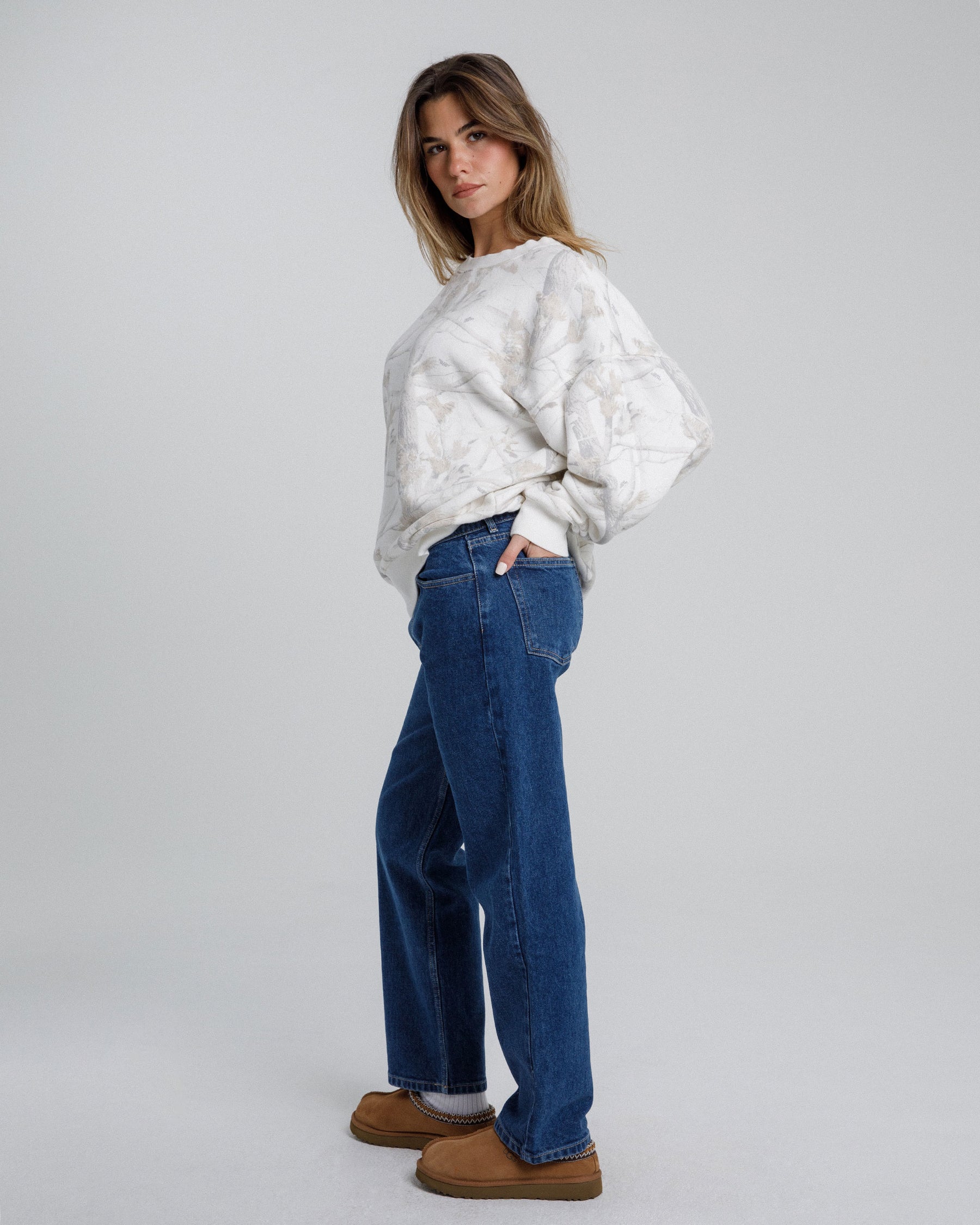 Relaxed Straight Leg Denim - Dark Wash