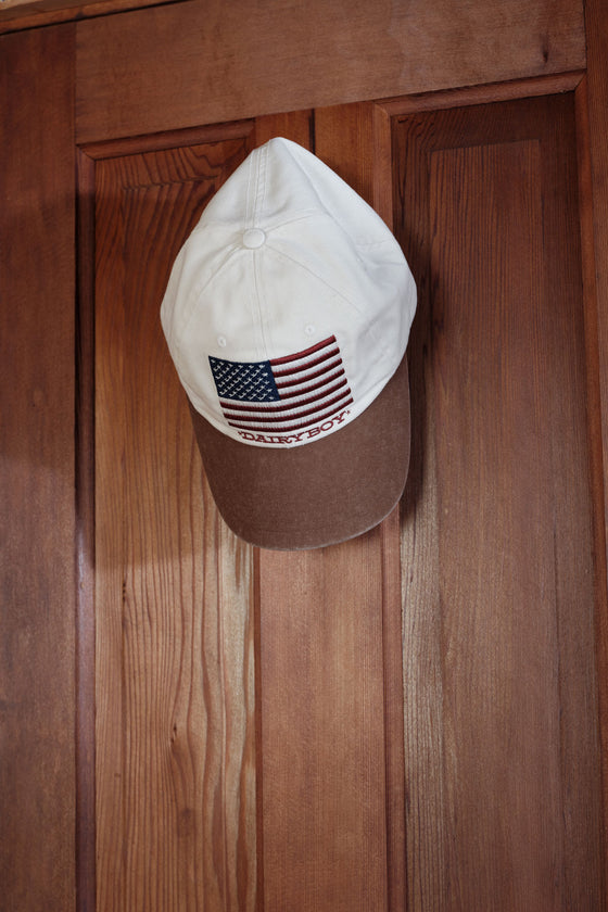 Flag Stamp Baseball Hat - Brown
