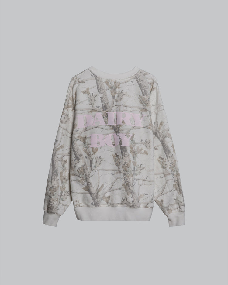 Woodland Camo Crewneck Pink Puff Logo Dairy Boy