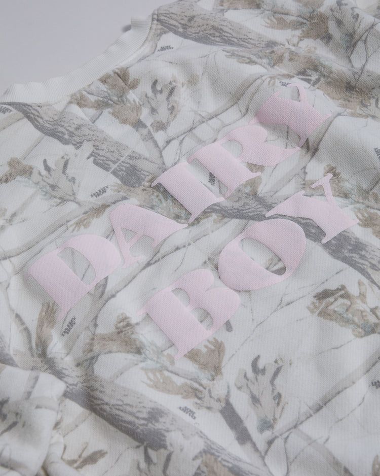 Woodland Camo Crewneck Pink Puff Logo Dairy Boy