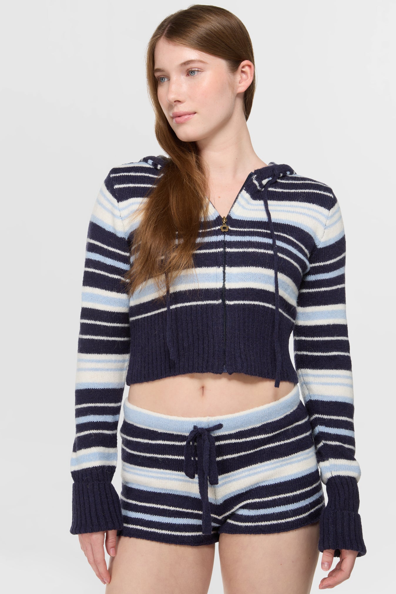 Surfside Striped Knit Shorts - Ocean Blue