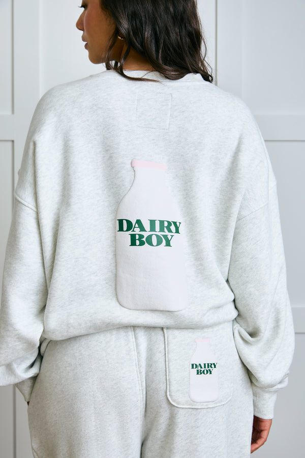Milk Bottle Crewneck - Heather Grey