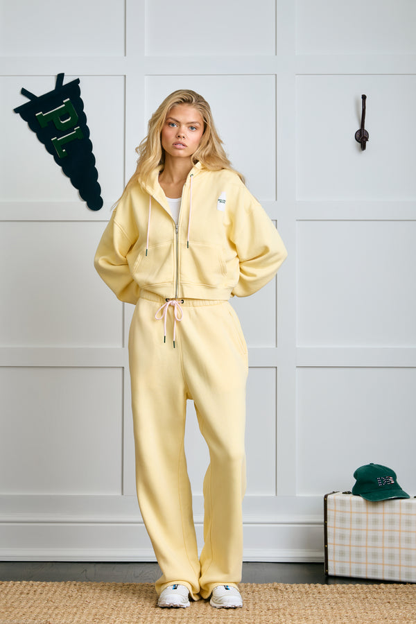 Milk Bottle Cropped Hoodie - Yellow