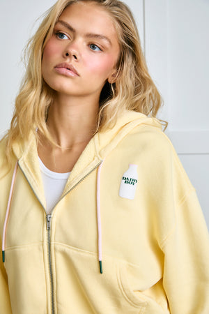 Milk Bottle Cropped Zip Up - Yellow