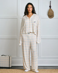 Garden Bed Sleep Set - Eggplant in Sailor Plaid