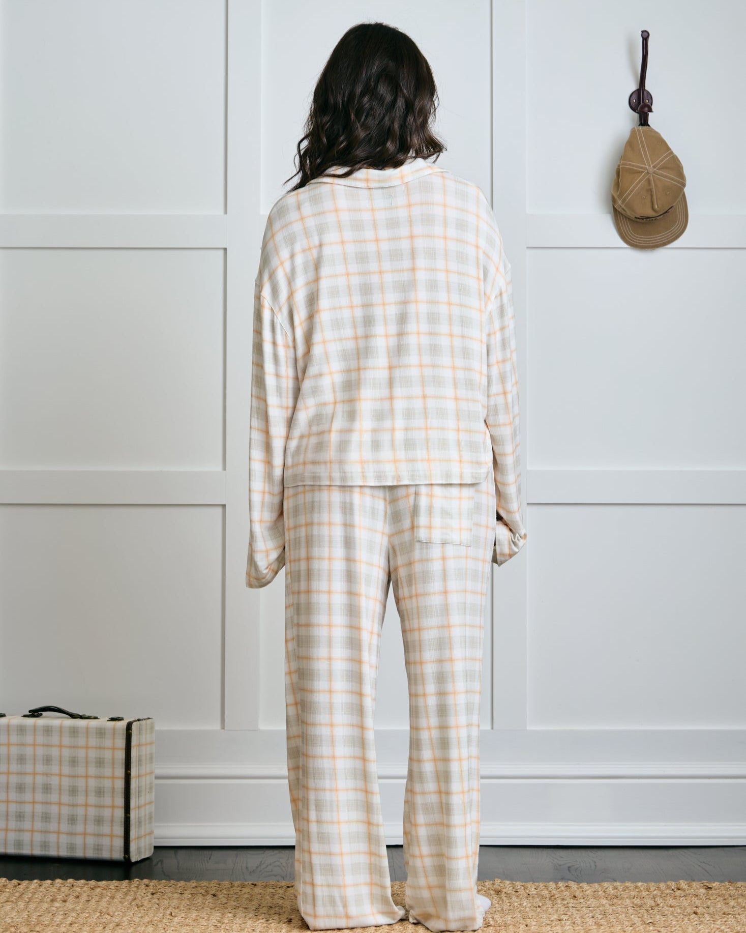 Garden Bed Sleep Set - Eggplant in Sailor Plaid