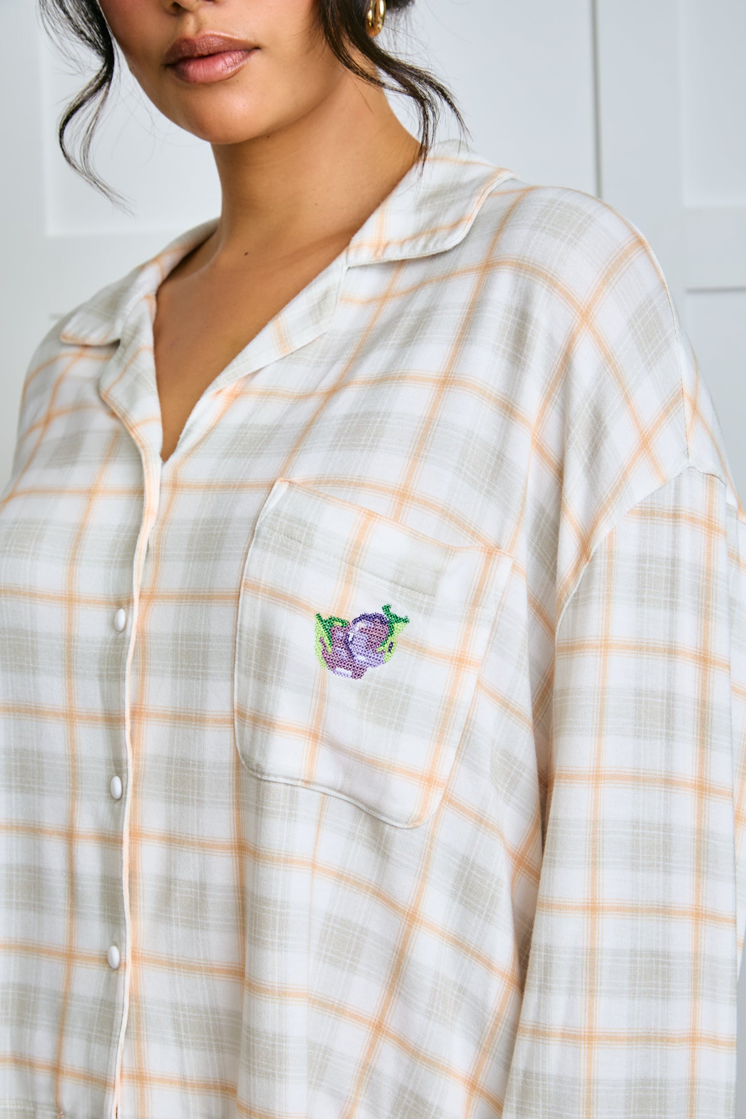 Garden Bed Sleep Set - Eggplant in Sailor Plaid