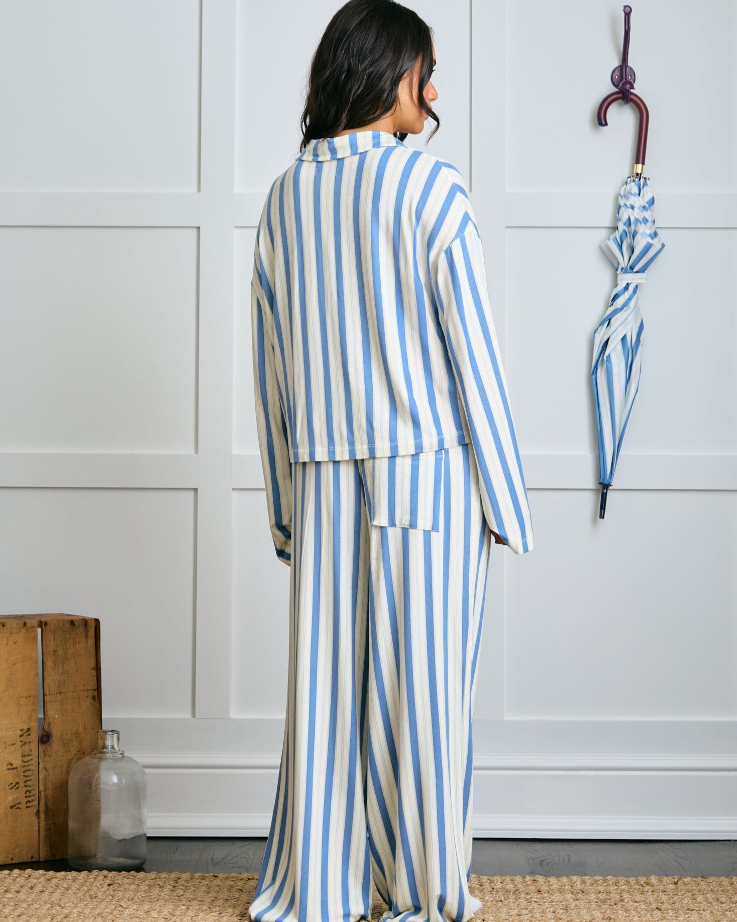 Garden Bed Sleep Set - Tomato in Blue Pinstripe