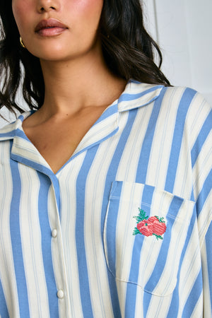 Garden Bed Sleep Set - Tomato in Blue Pinstripe