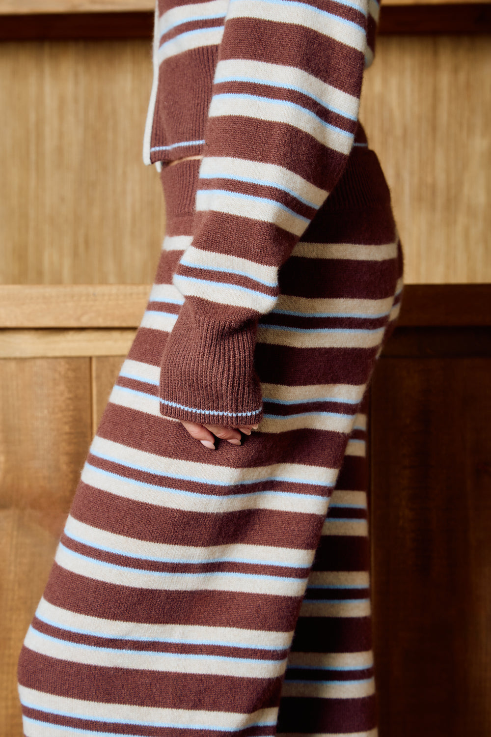 The Cashmere Pant - Coffee Stripe
