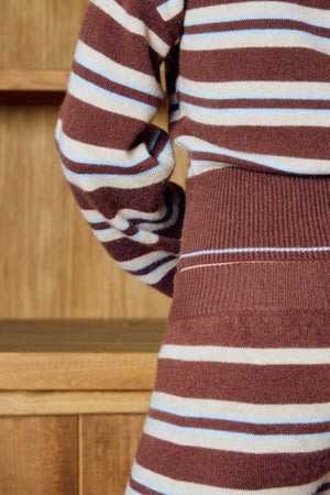 The Cashmere Pant - Coffee Stripe