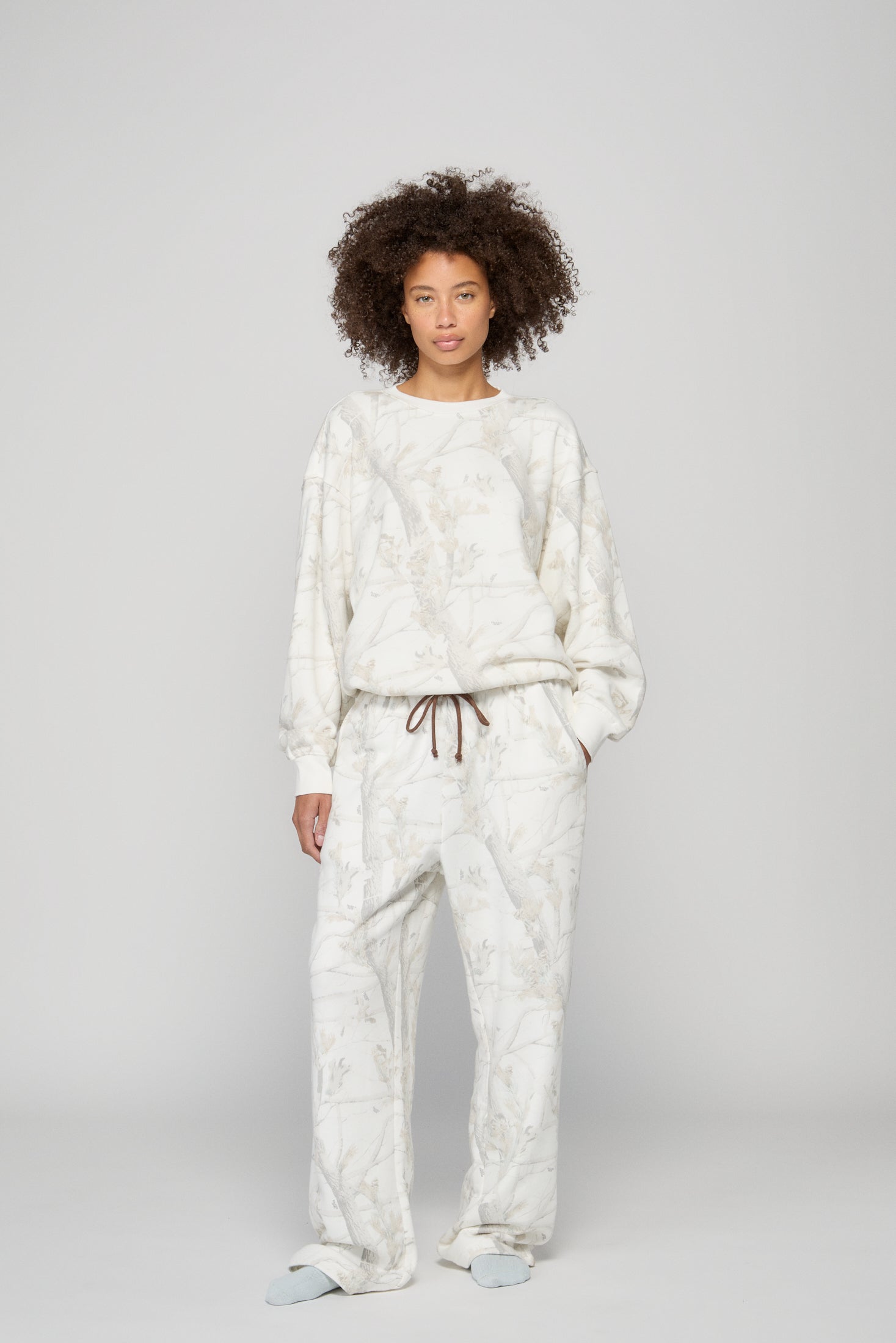 Oversized Crewneck - Woodland Camo/Teddy Applique