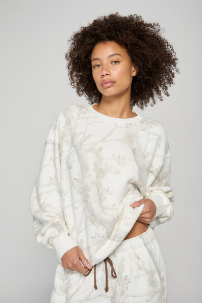 Oversized Crewneck - Woodland Camo/Teddy Applique