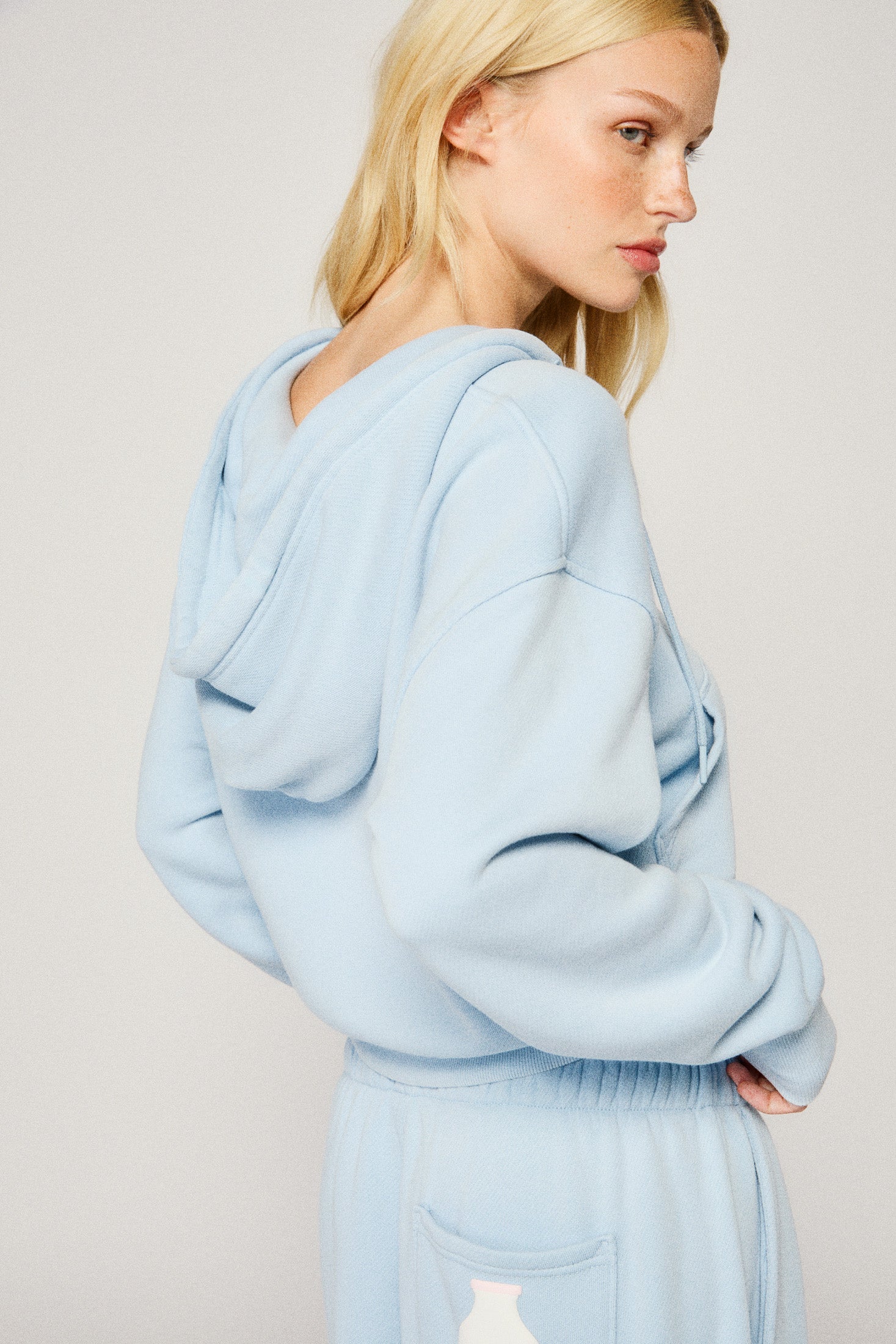Milk Bottle Cropped Zip Up - Icy Blue | Dairy Boy