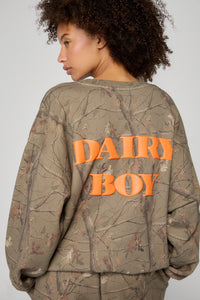 Oversized Crewneck - Evergreen Camo/Orange