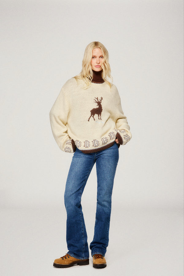 Deer Sweater - Soft Cream