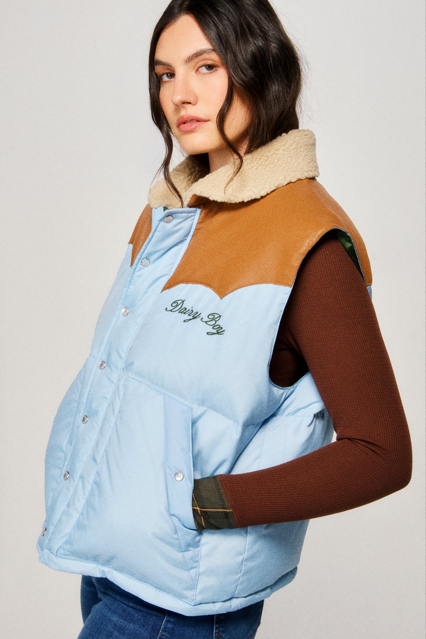 Mountain Puffer Vest - Sky Blue - Dairy Boy