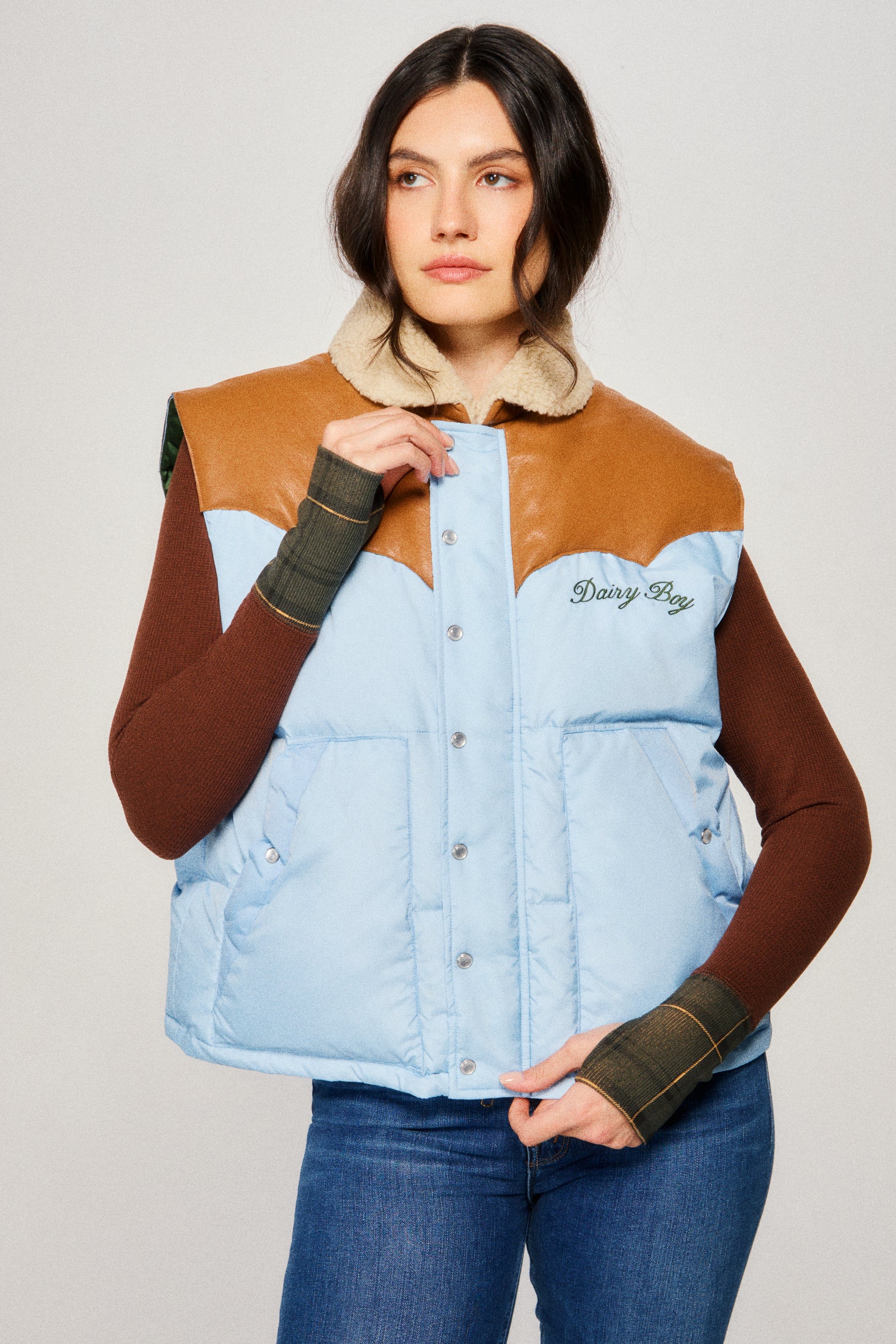 Mountain Puffer Vest - Sky Blue - Dairy Boy