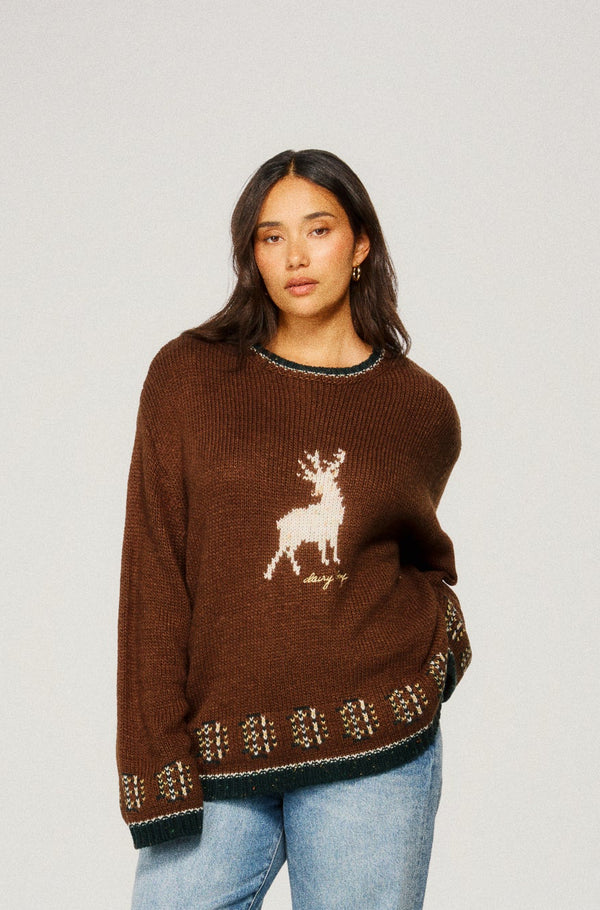Deer Sweater - Worn Brown