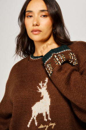 Deer Sweater - Worn Brown