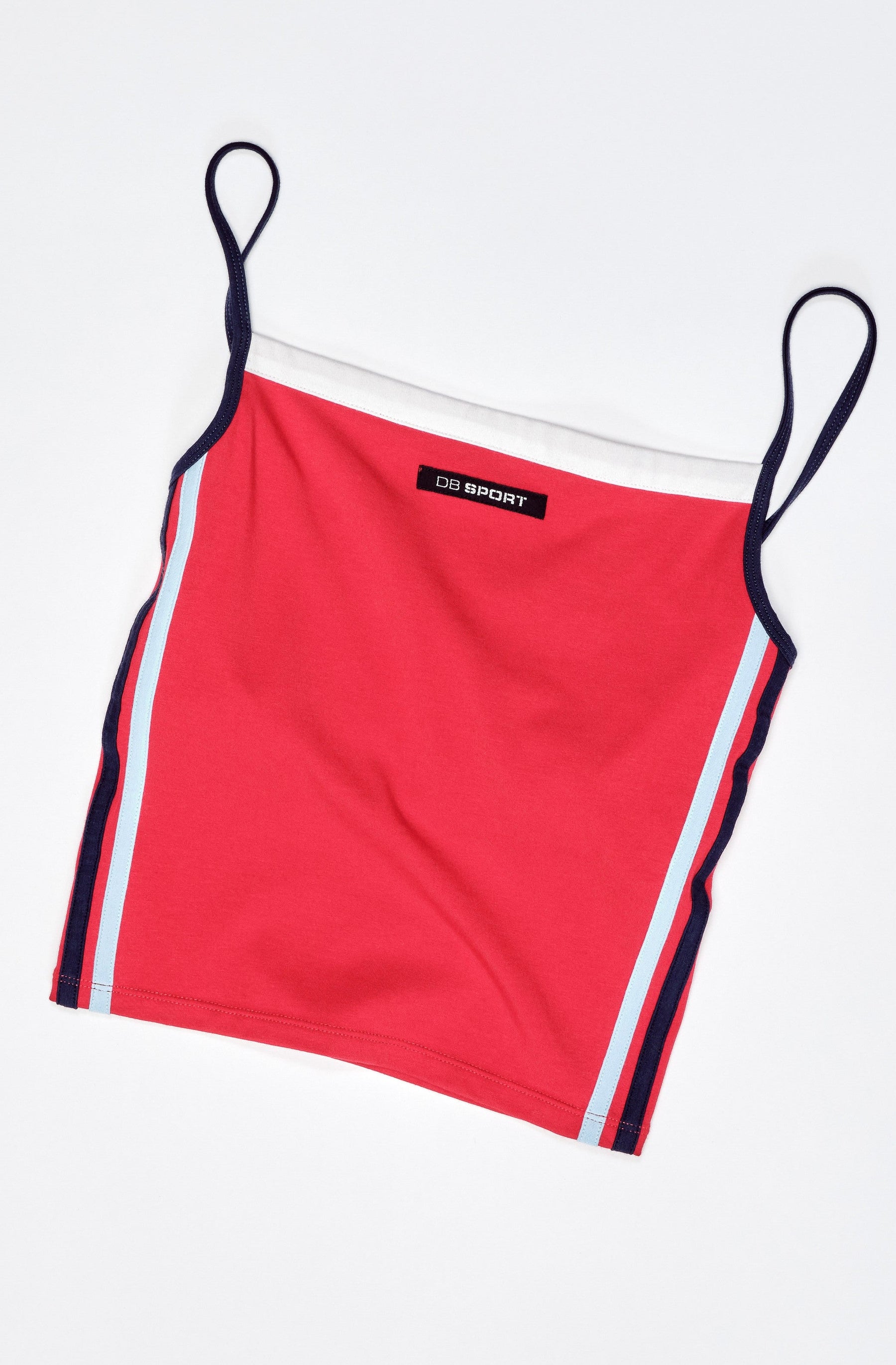 Red tank top with thin straps on a white background  |M1
