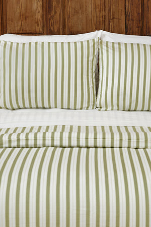 Farm Friends Sham Set - Green Pinstripe