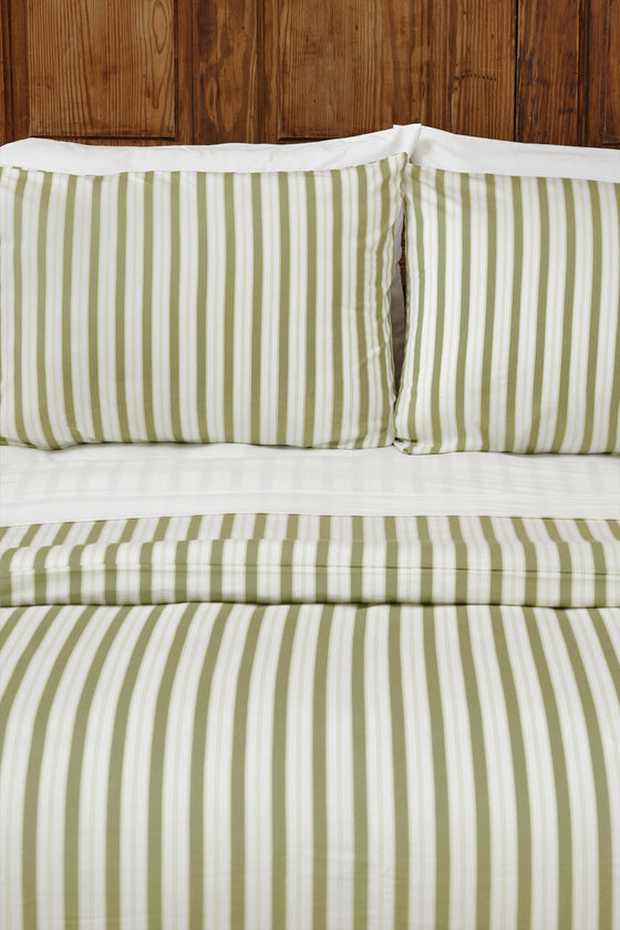 Farm Friends Sham Set - Green Pinstripe