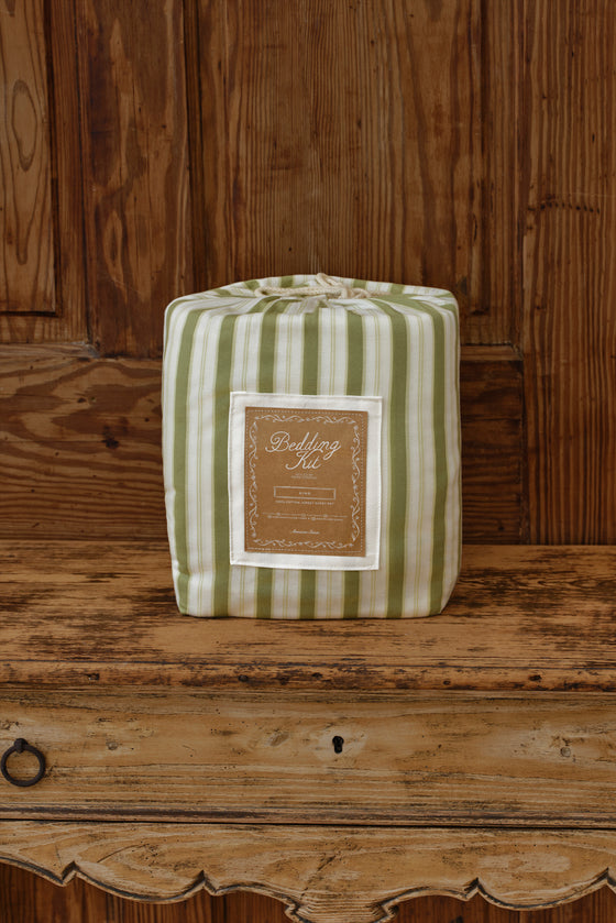Farm Friends Bedding Kit - Green Pinstripe