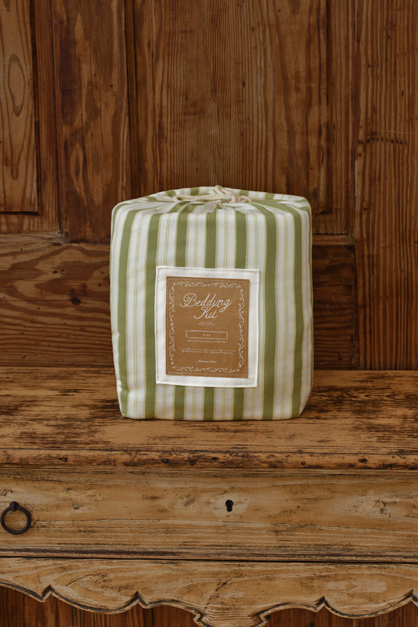 Farm Friends Bedding Kit - Green Pinstripe