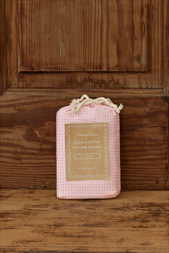 Farm Friends Sham Set - Pink Gingham