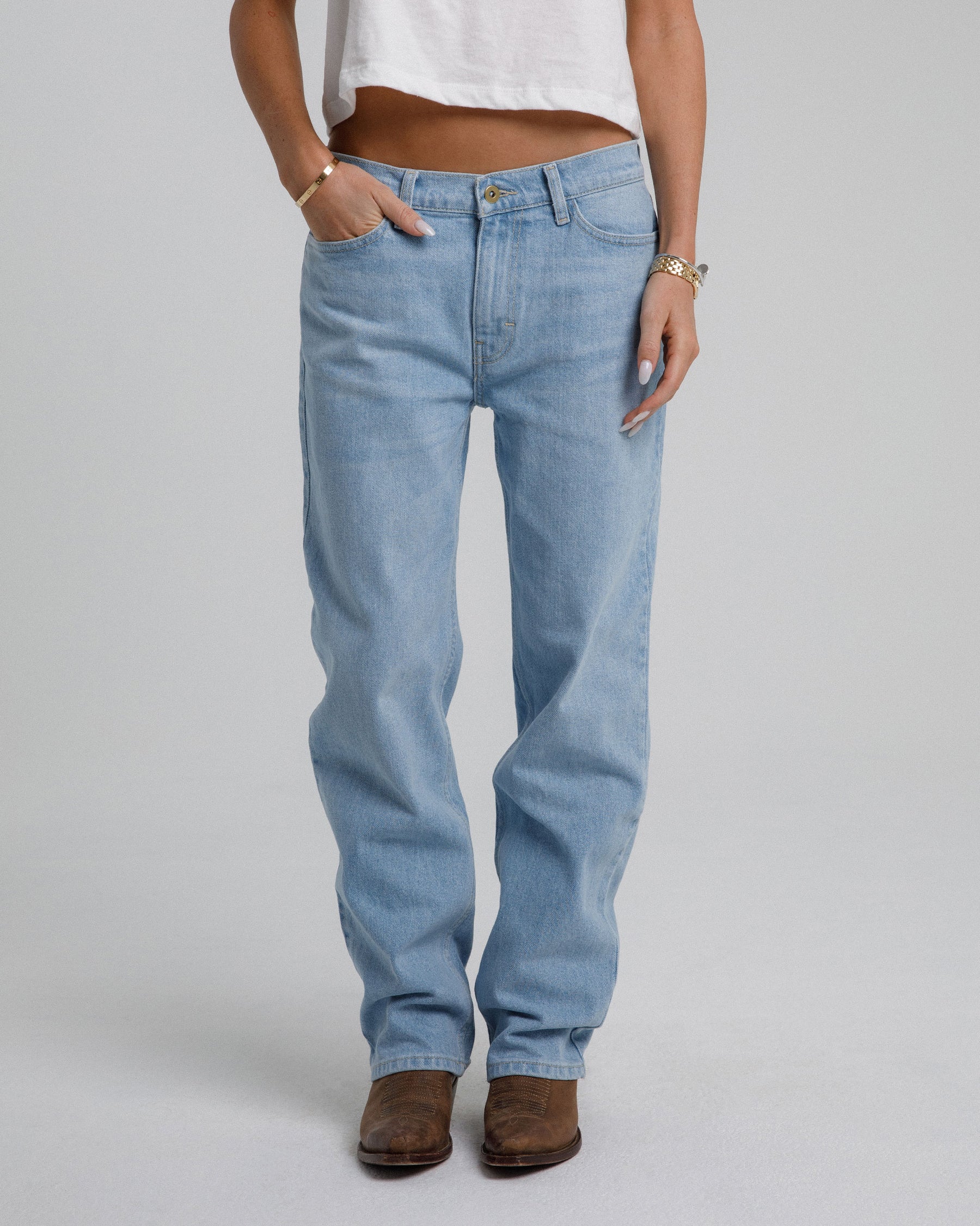 Relaxed Straight Leg Denim - Light Wash