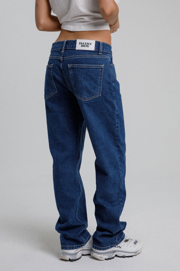 Relaxed Straight Leg Denim - Dark Wash