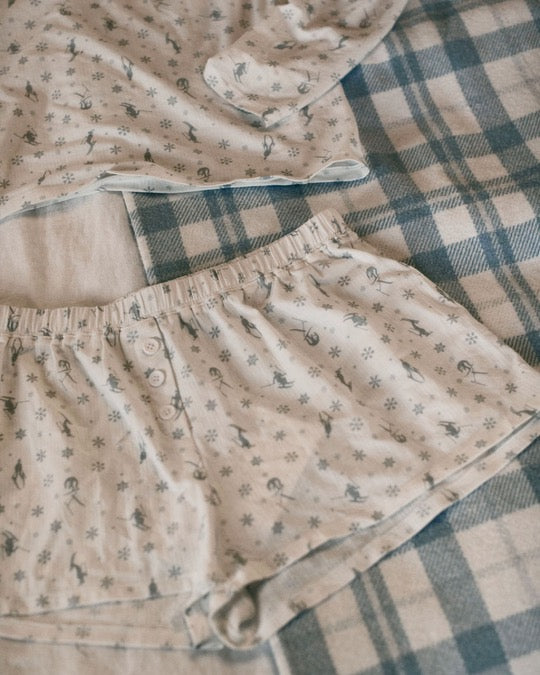 Pajama Shorts in Snow Bunny