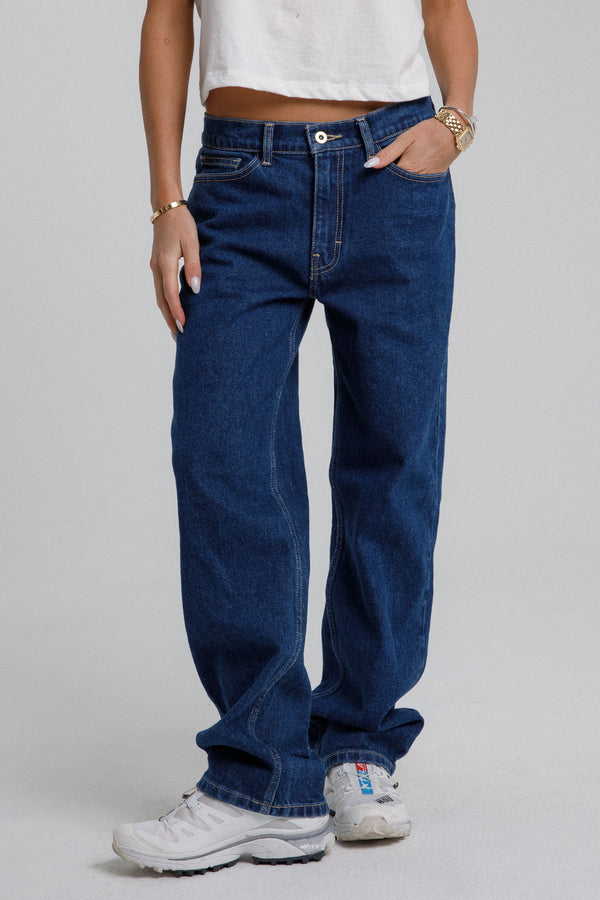 Relaxed Straight Leg Denim - Dark Wash