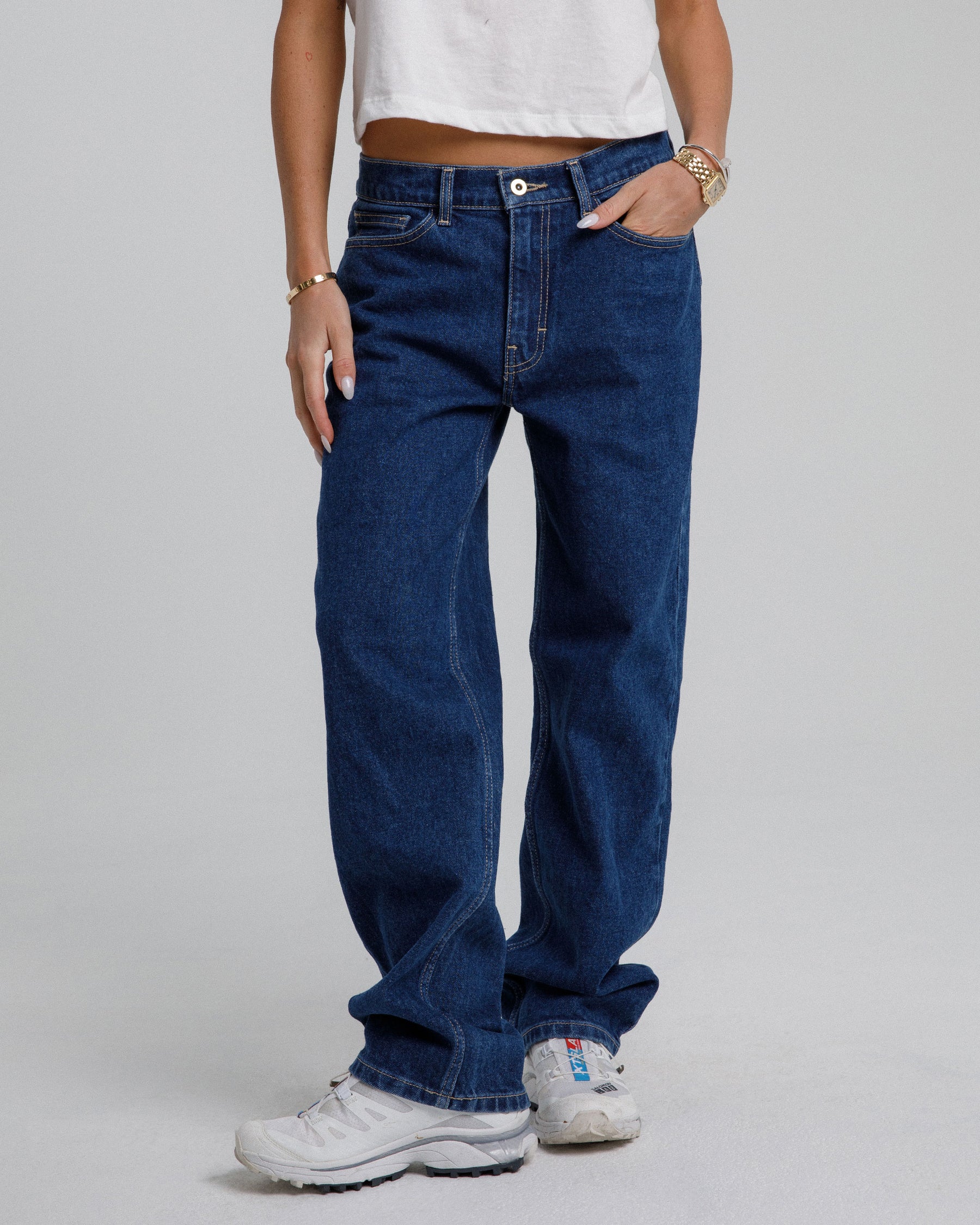 Relaxed Straight Leg Denim - Dark Wash
