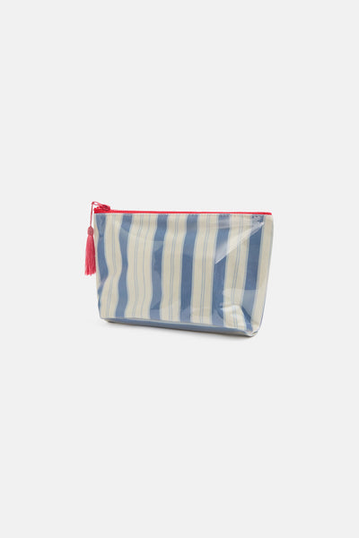 Garden Bed Makeup Bag - Blue Pinstripe