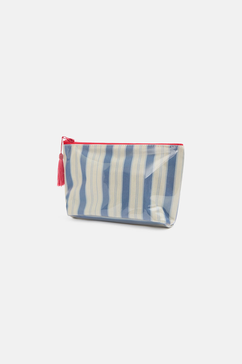 Garden Bed Makeup Bag - Blue Pinstripe
