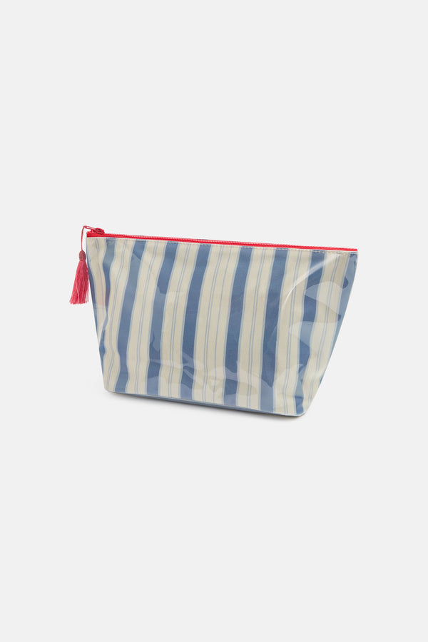 Garden Bed Makeup Bag - Blue Pinstripe