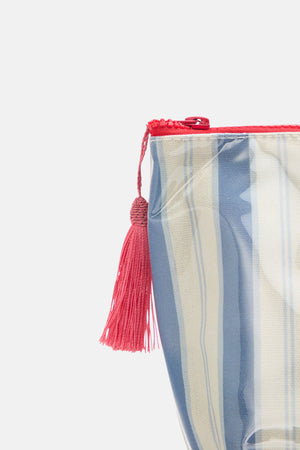 Garden Bed Makeup Bag - Blue Pinstripe