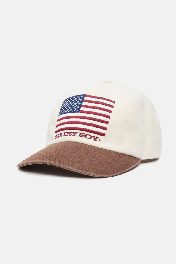 Flag Stamp Baseball Hat - Brown