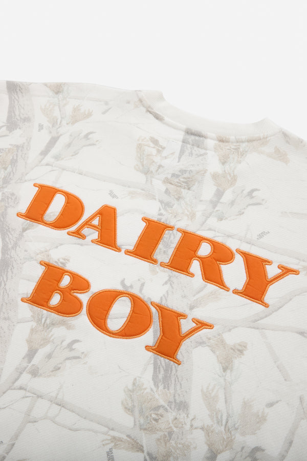 Study Break Oversized Crewneck - Woodland Camo/Champion Orange